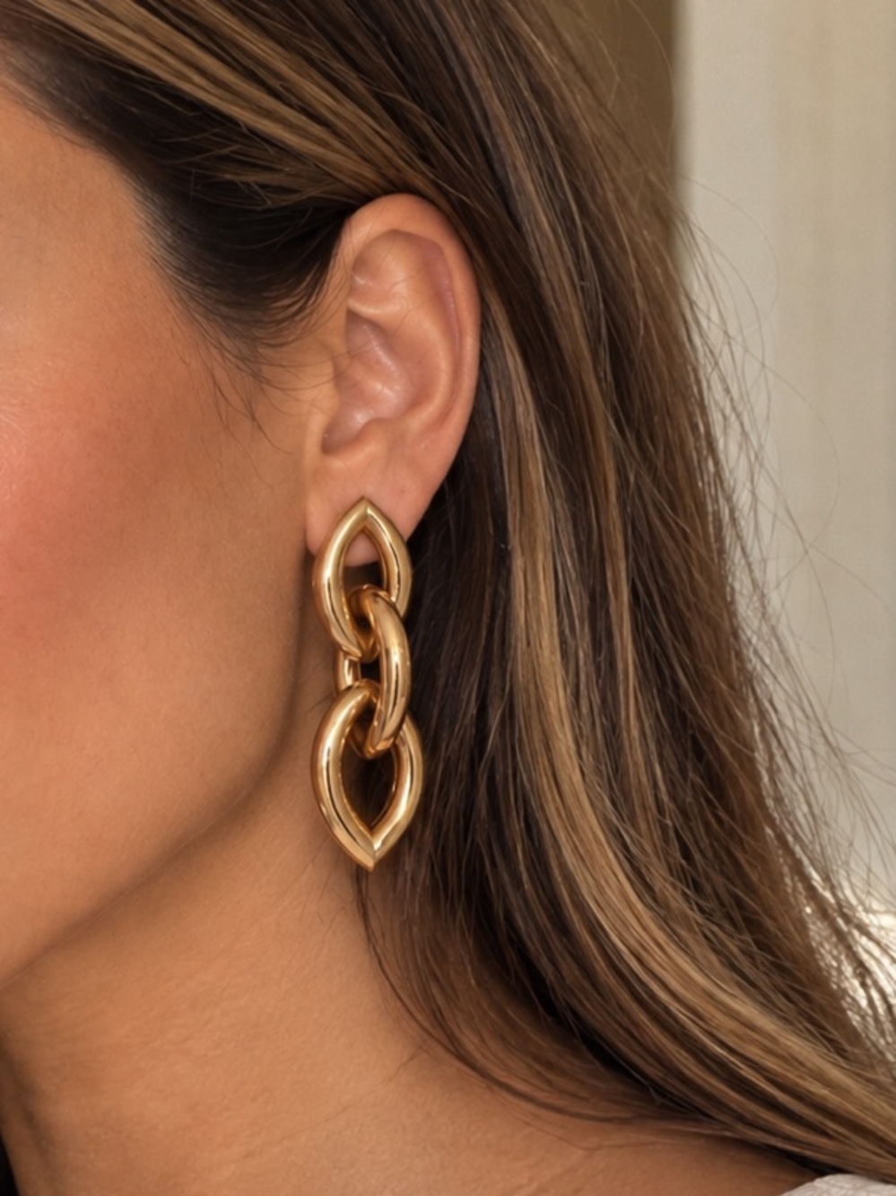 NEW Gold Link Drop Earrings